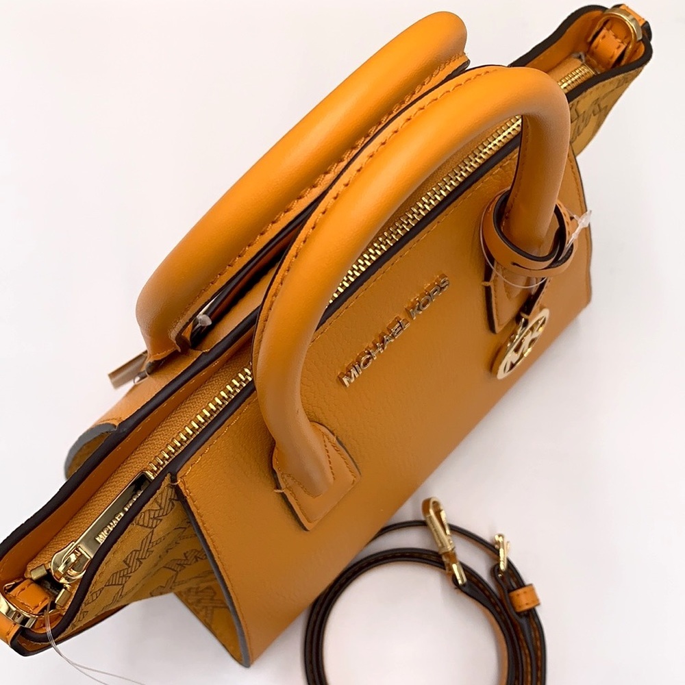 MICHAEL KORS AVRIL SMALL TOP ZIP SATCHEL CROSSBODY BAG HONEYCOMB COLOR - Picture 8 of 14